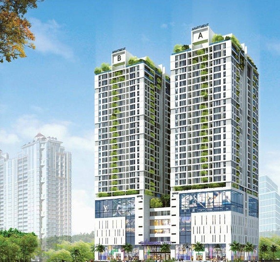 Theo thiết kế, chung cư Sky Garden là tổ hợp văn phòng, trung tâm thương mại và căn hộ cao cấp tháp đôi cao 28 tầng tọa lạc tại 115 phố Định Công Q.Hoàng Mai.